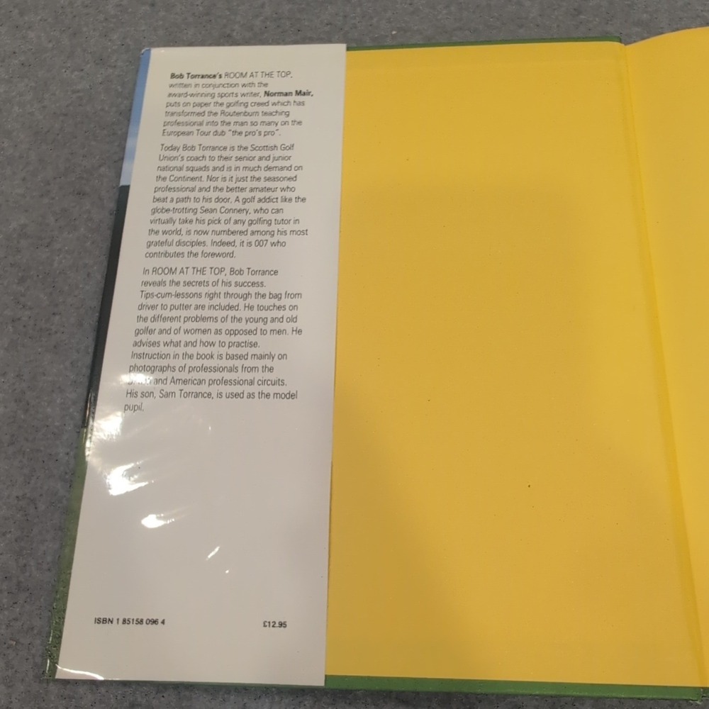 Room at the Top Golf the Torrance Way Bob Torrance Sean Connery 1989 Hardcover - Picture 3 of 6